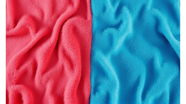 Comparison of a new vibrant towel next to an old, faded towel