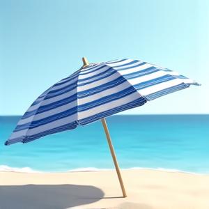 Classic blue and white striped beach umbrella