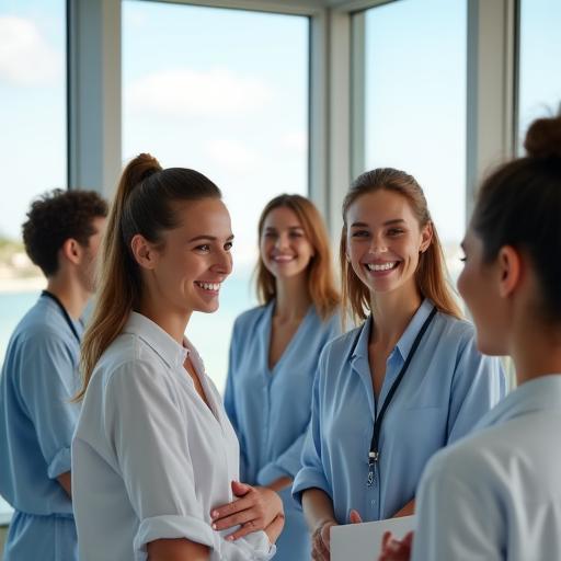 Photo of Beach Elevate customer service team laughing on a sunny beach with beach gear.